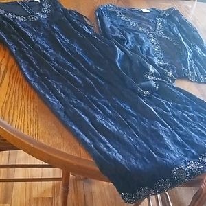 Black mid length beaded dress with jacket